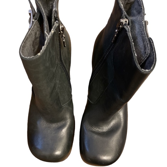 Harley Davidson Women's Black Leather Zip Up High Heel Motorcycle Boots - Picture 5 of 12